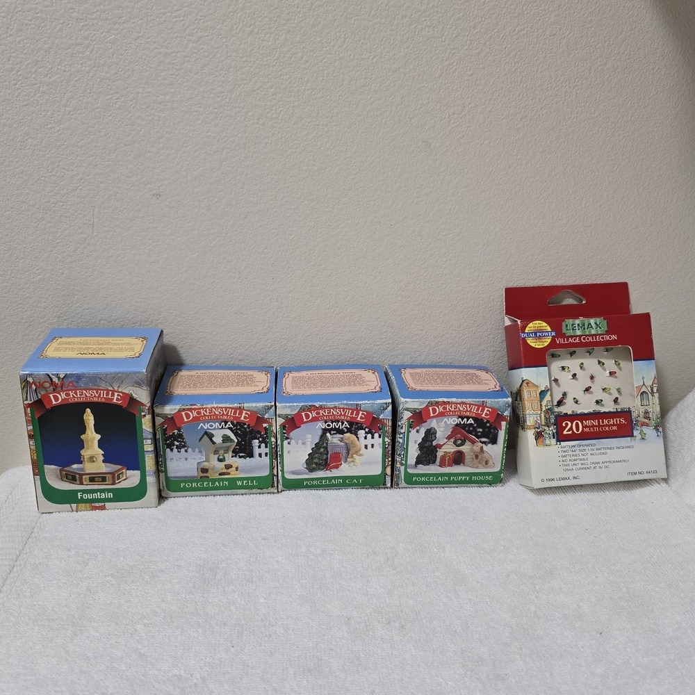 VTG 90s Dickensville NOMA Village Accessories Lot Lemax Lights NOS